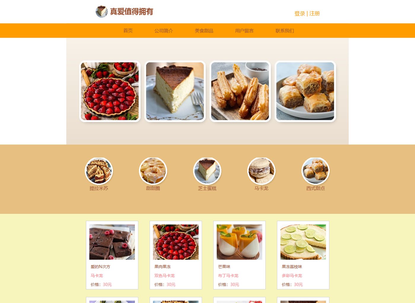 西式甜品网页面